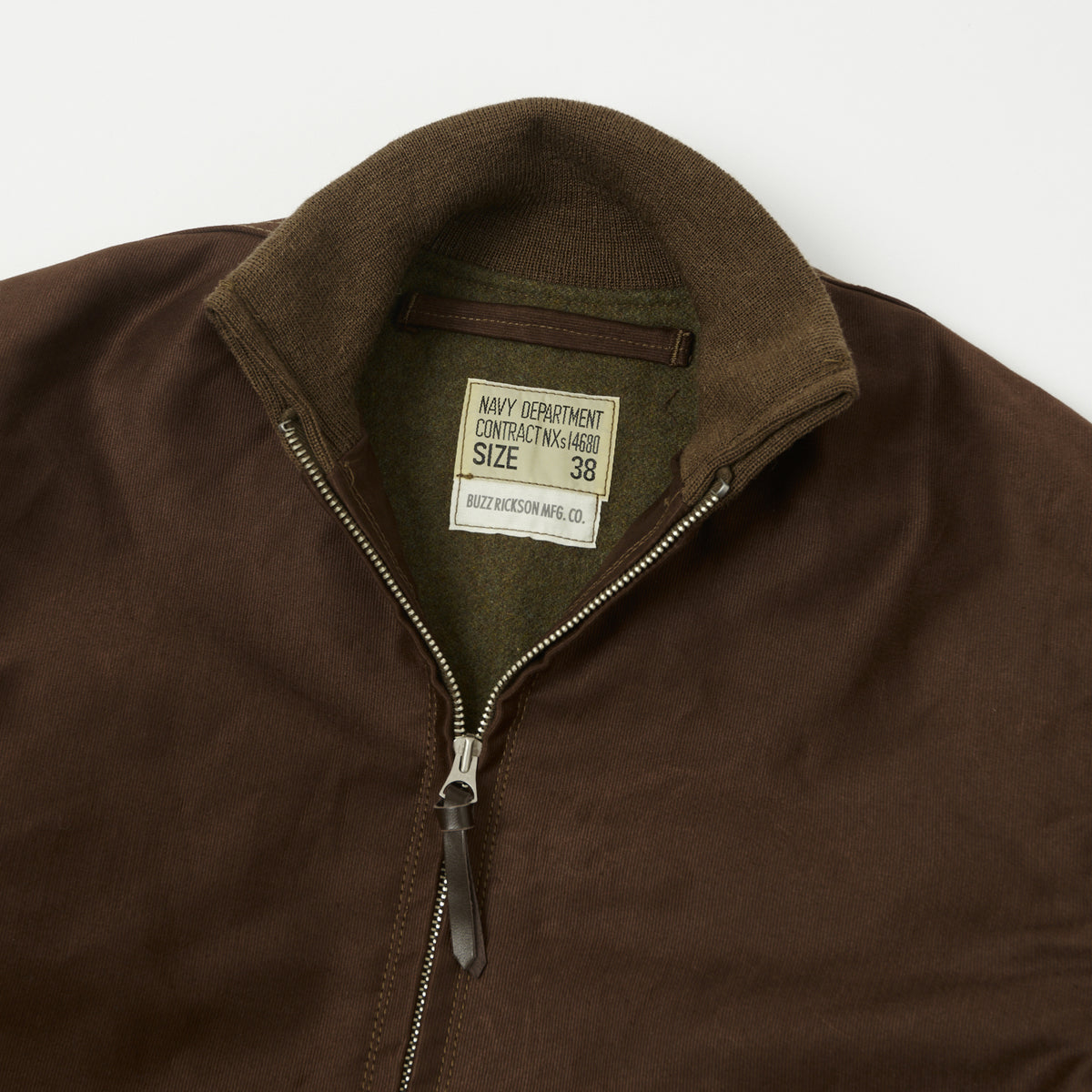 Buzz Rickson's U.S. Navy Zip Through Deck Jacket - Brown
