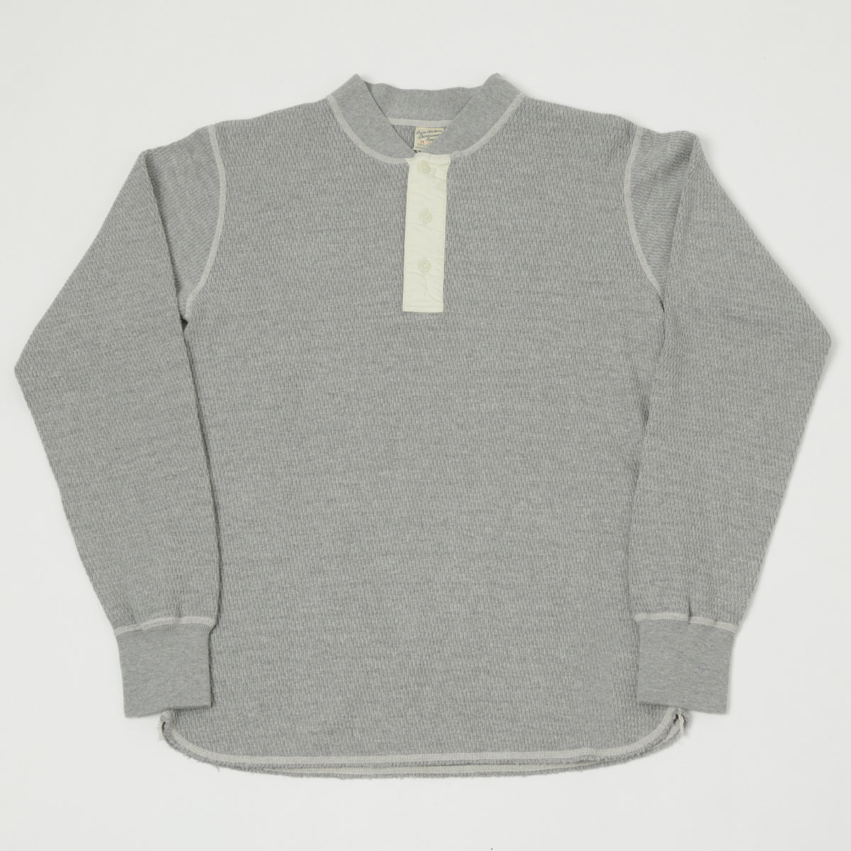 Buzz Rickson's Long Sleeve Thermal Henley - Heather Grey