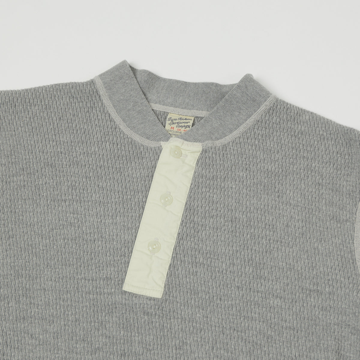 Buzz Rickson's Long Sleeve Thermal Henley - Heather Grey