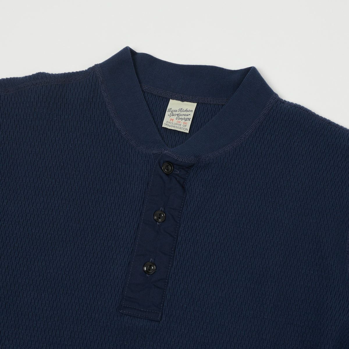 Buzz Rickson's Long Sleeve Thermal Henley - Navy