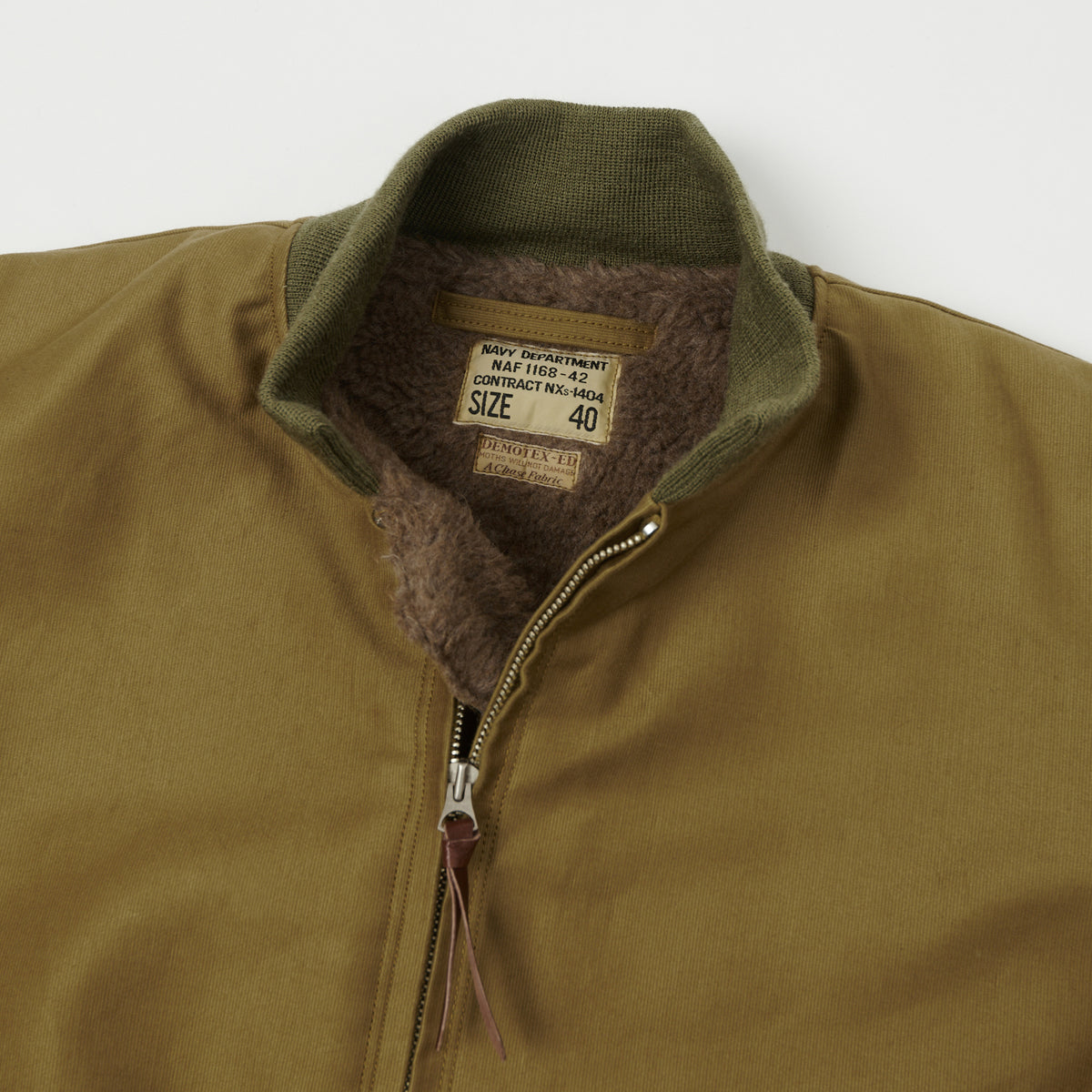 Buzz Rickson's U.S. Navy Zip Through Deck Jacket - Khaki Demotex