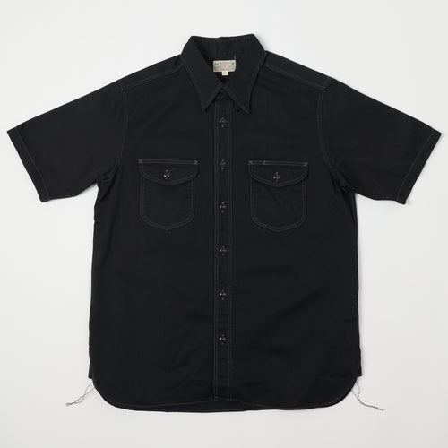 Buzz Rickson's Short Sleeve Herringbone Work Shirt - Black
