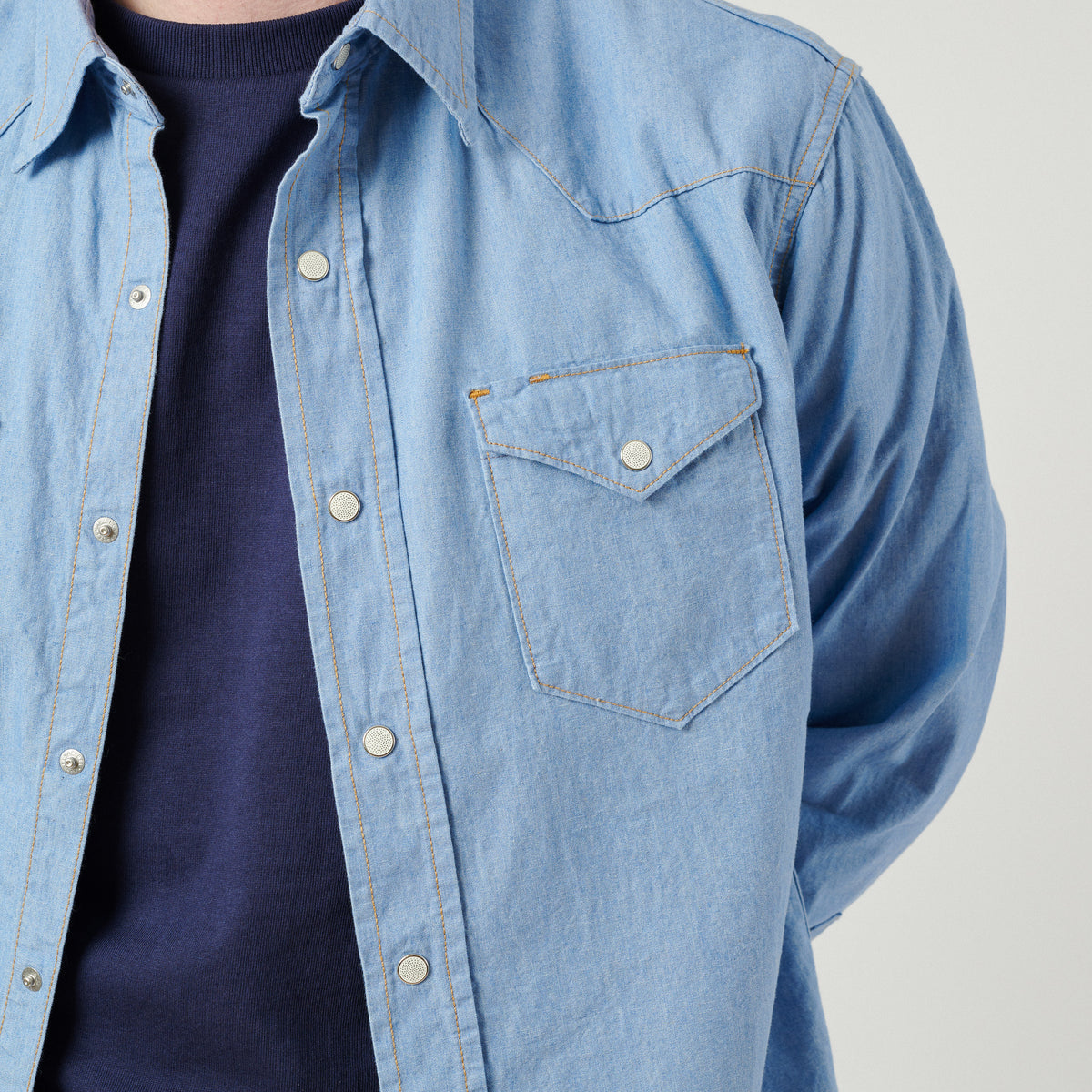 Dubbleworks Lot. 43001 Chambray Western Shirt - Sax Blue