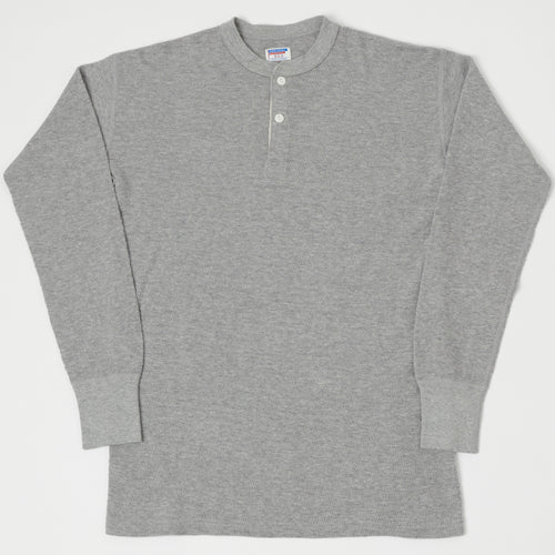 Dubbleworks Long Sleeve Thermal Henley - Heather Grey