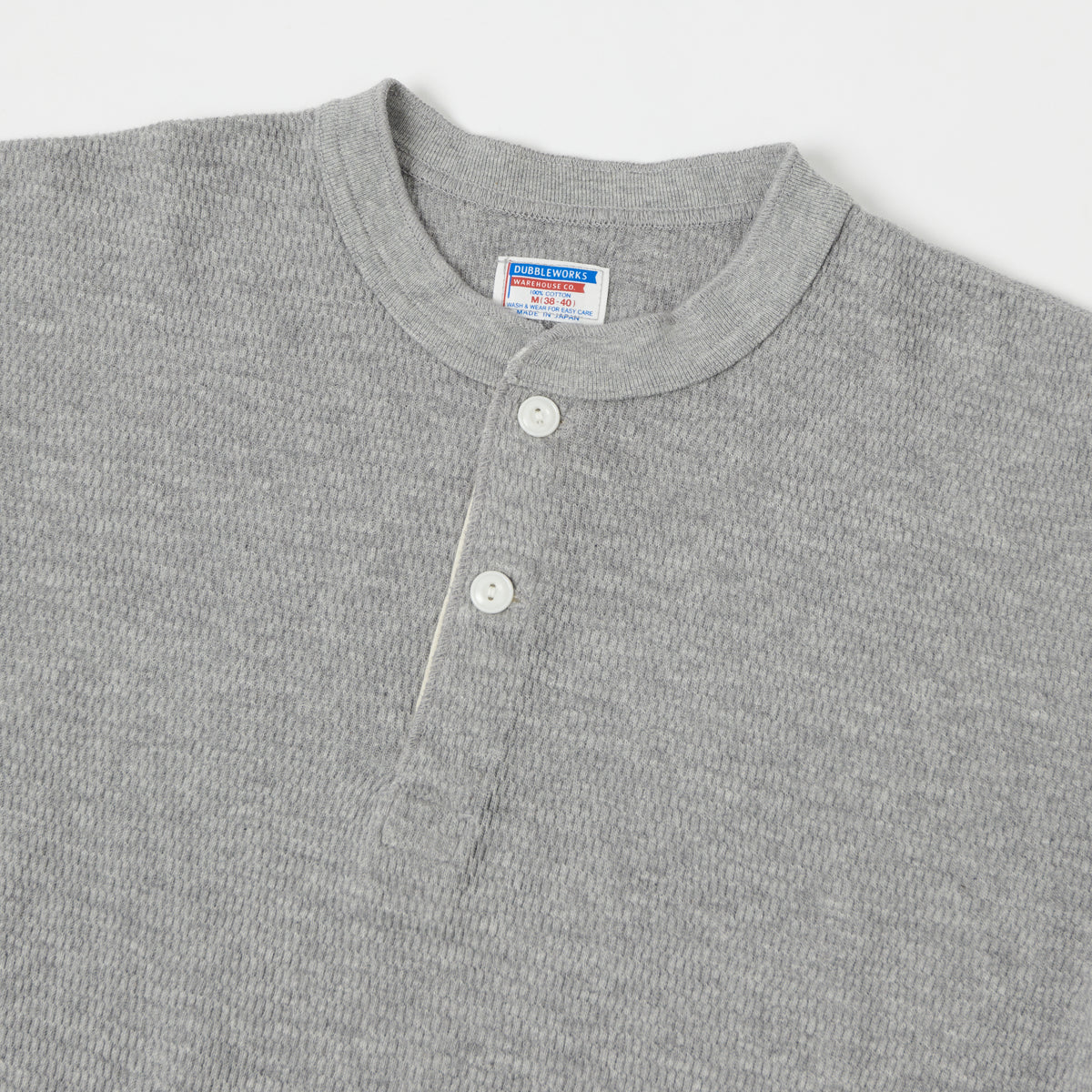 Dubbleworks Long Sleeve Thermal Henley - Heather Grey