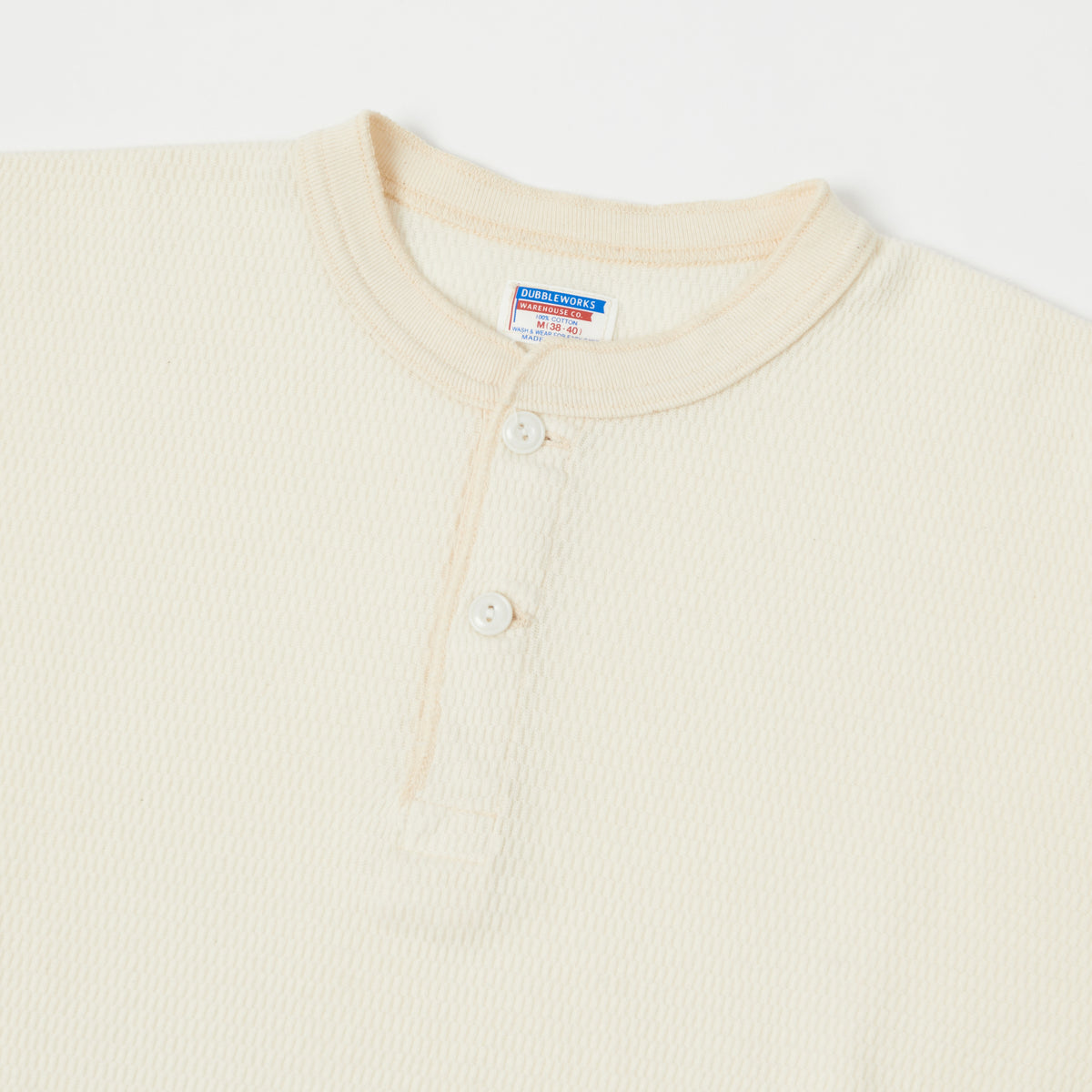 Dubbleworks Long Sleeve Thermal Henley - Off White