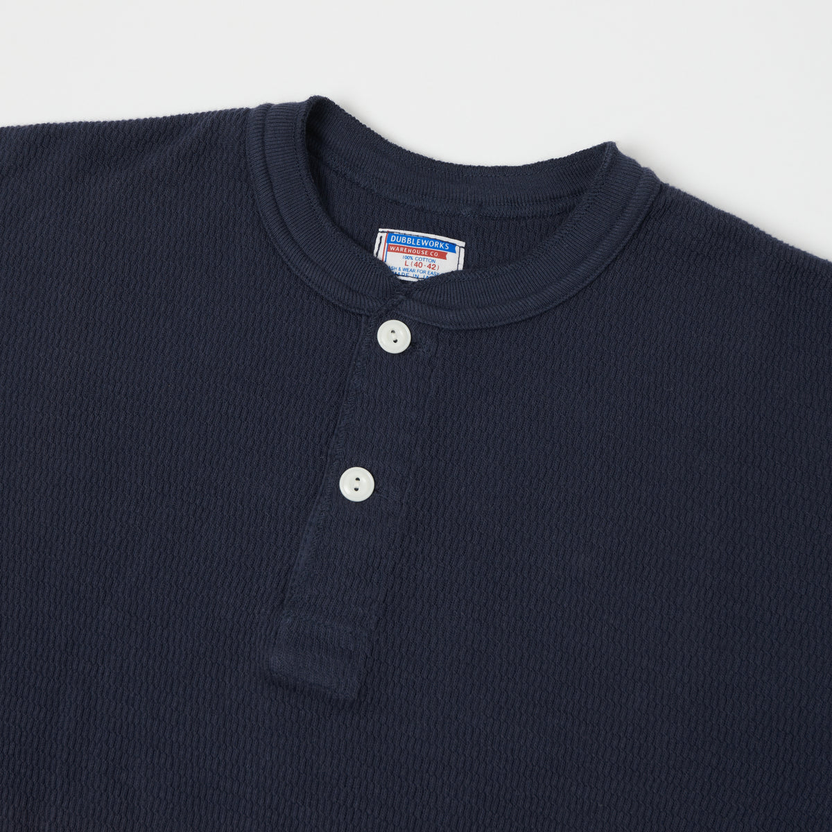Dubbleworks Long Sleeve Thermal Henley - Navy