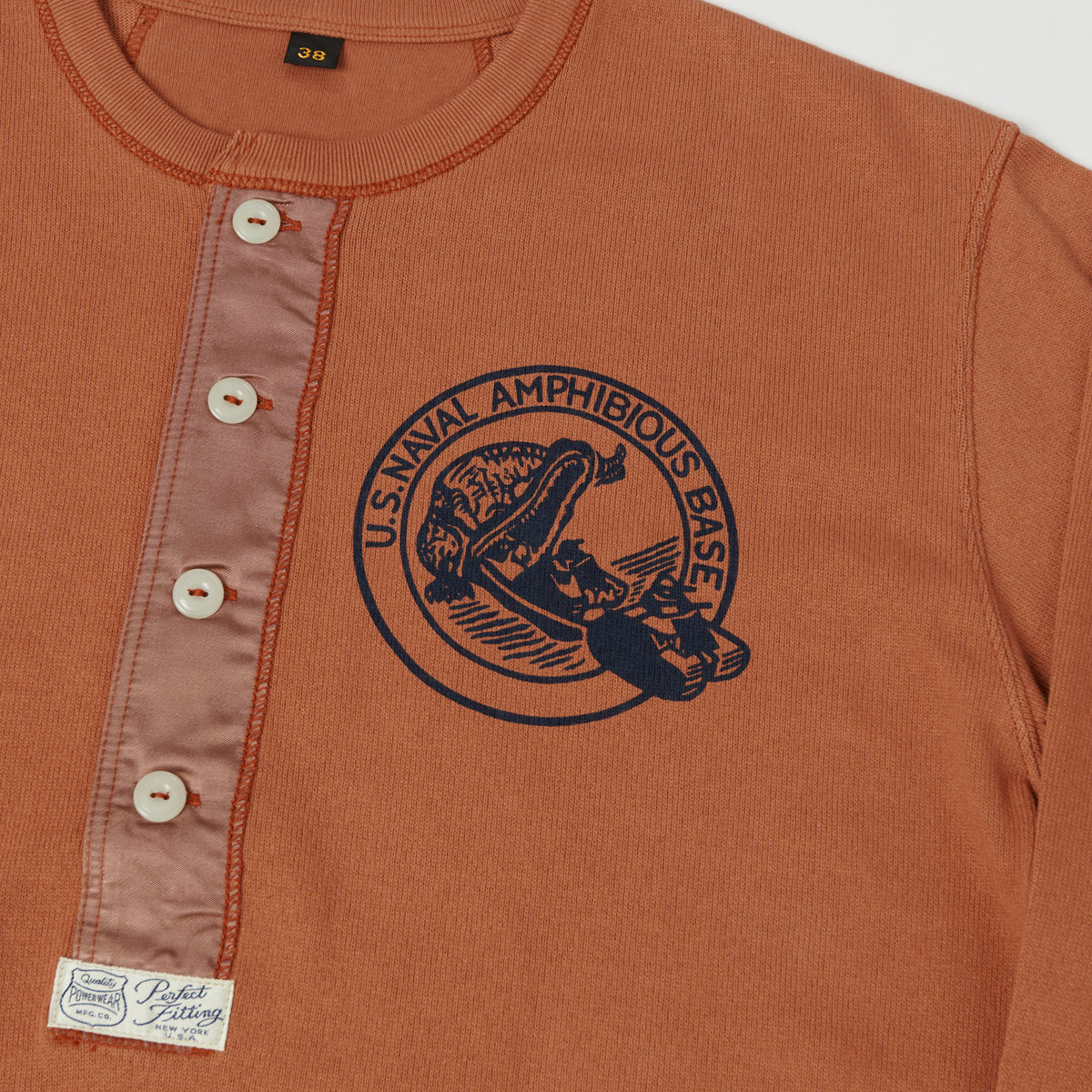 Freewheelers & Co Power Wear ‘U.S Amphibious’ Long Sleeve Henley - Old Rose