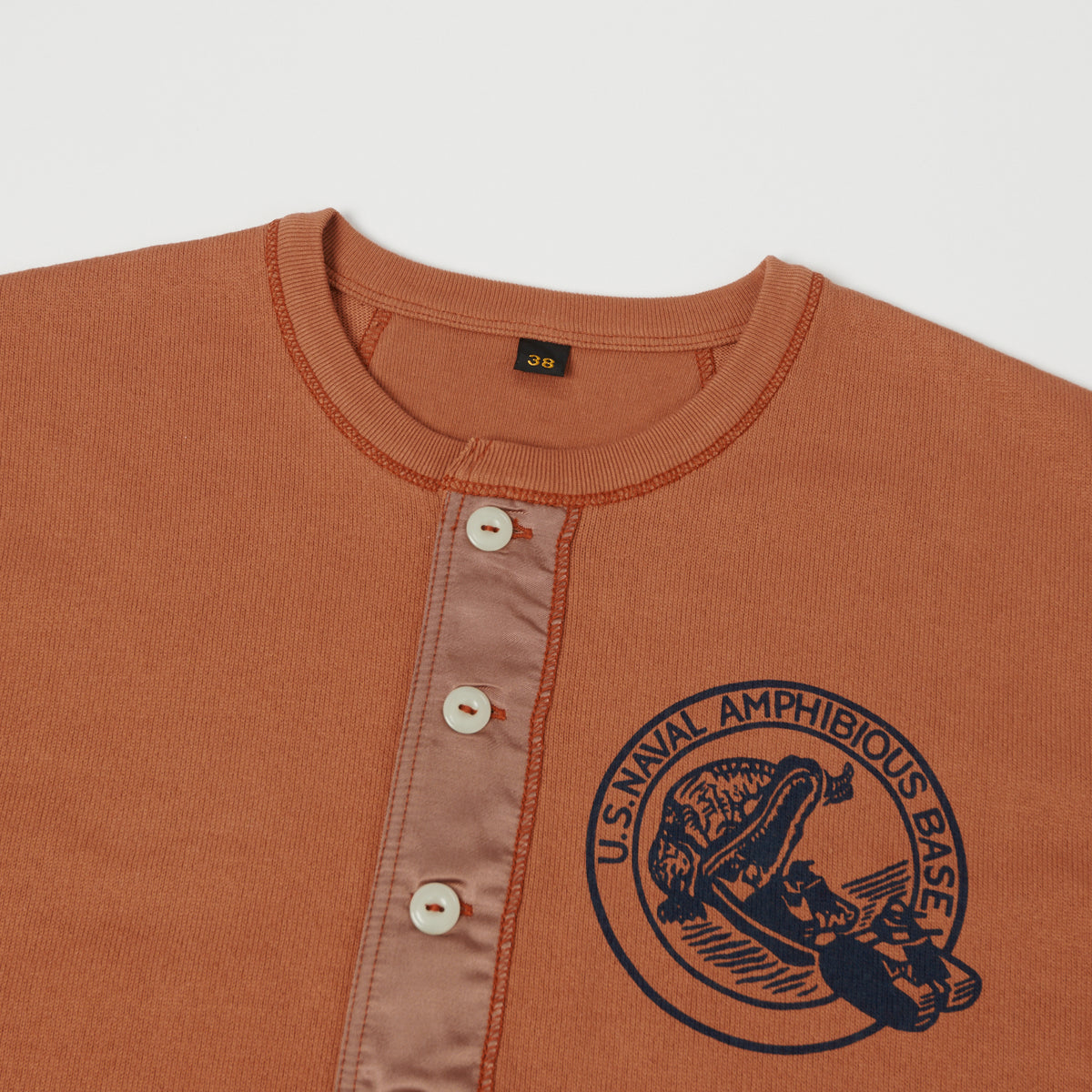 Freewheelers & Co Power Wear ‘U.S Amphibious’ Long Sleeve Henley - Old Rose