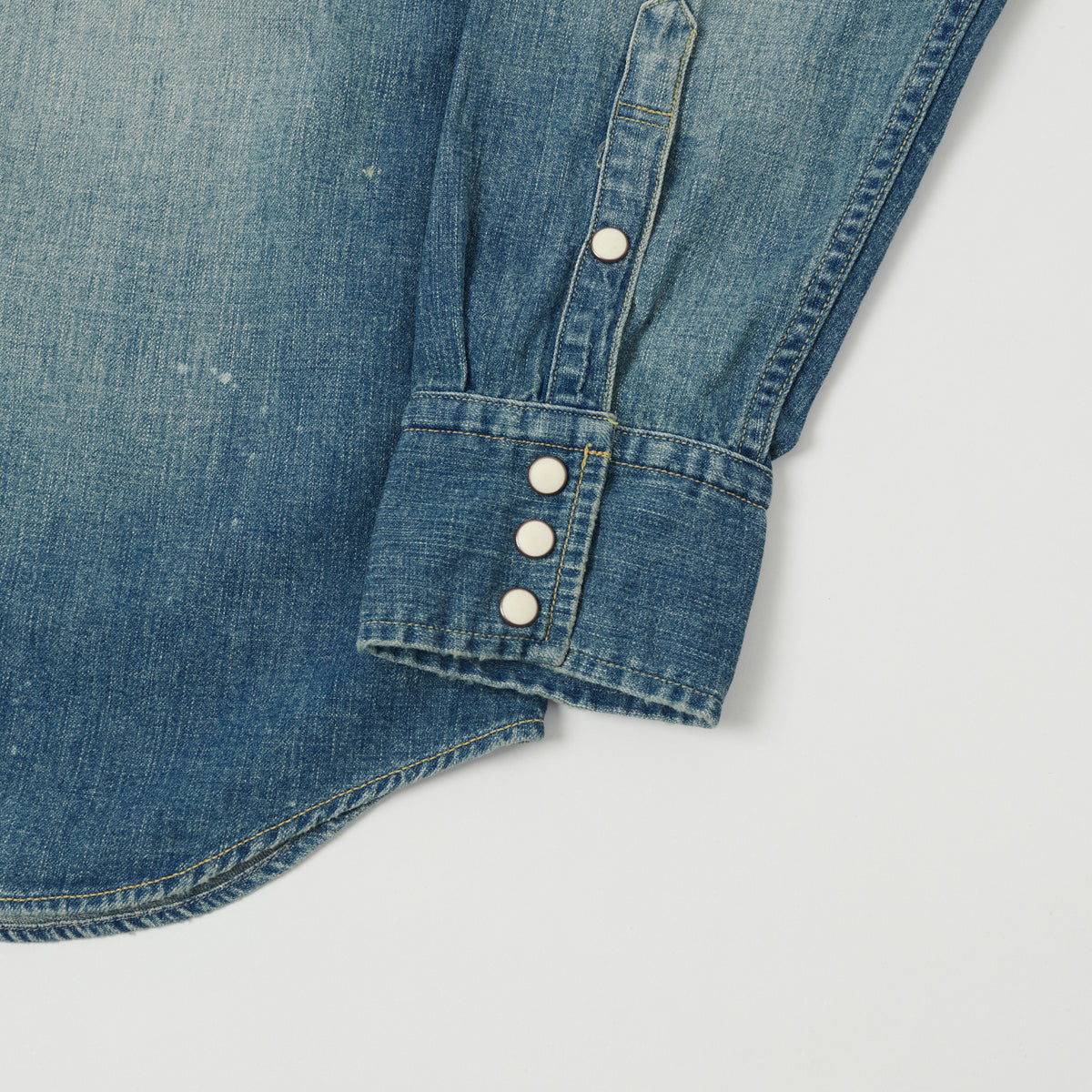Full Count 4894HW Washed Western Denim Shirt - Rough Heavy Wash