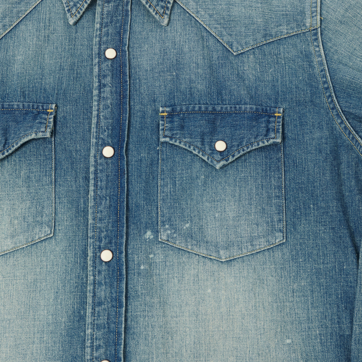 Full Count 4894HW Washed Western Denim Shirt - Rough Heavy Wash