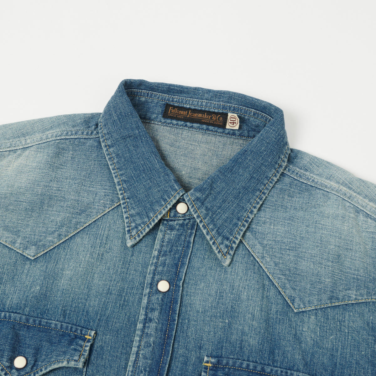Full Count 4894HW Washed Western Denim Shirt - Rough Heavy Wash