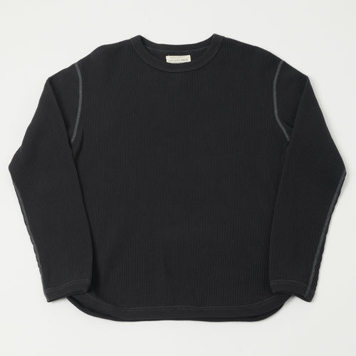 FULLCOUNT 5964 Heavyweight Waffle T-Shirt - Ink Black
