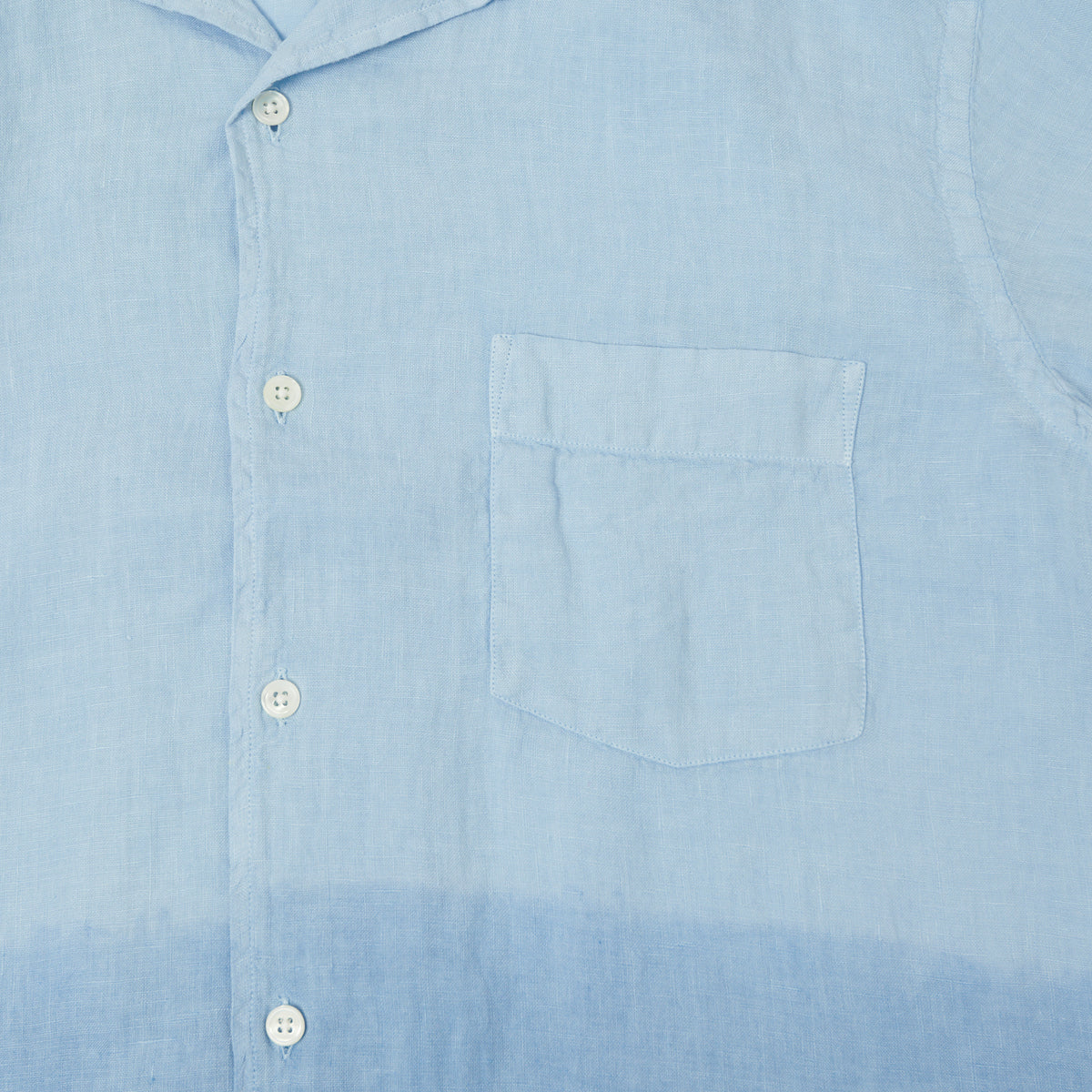 Hartford 'Palm' Camp Collar Linen Shirt - Tie Dye Azur/Nautic Blue