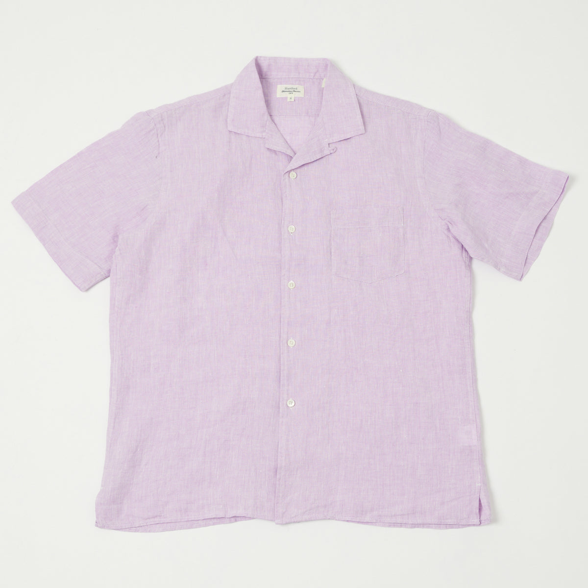 Hartford 'Palm' Camp Collar Linen Shirt - Violet