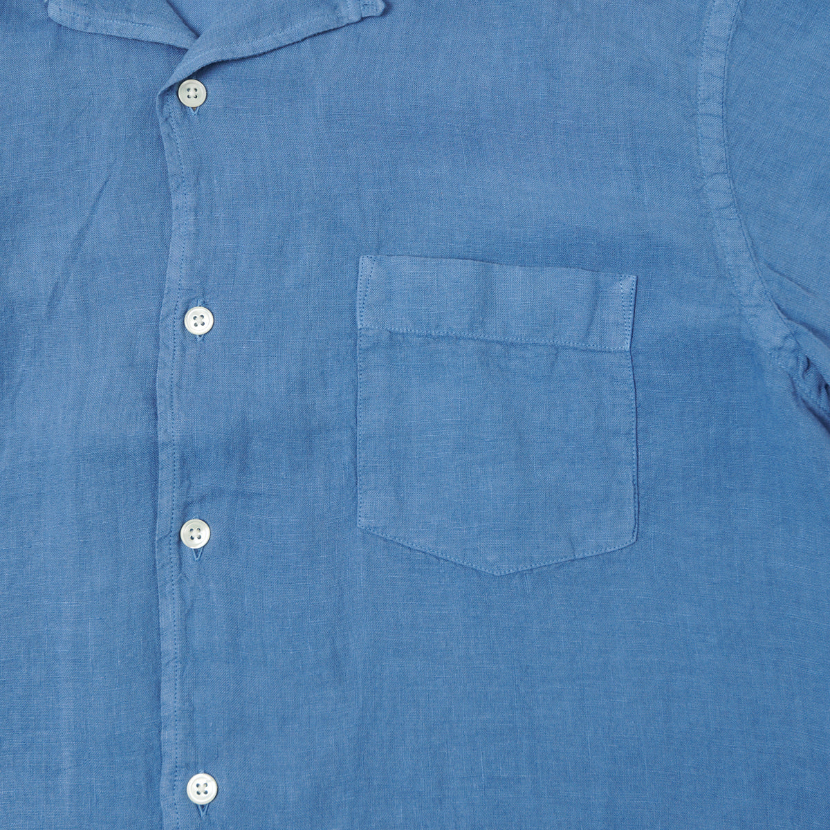 Hartford 'Palm' Camp Collar Linen Shirt - Nautic Blue