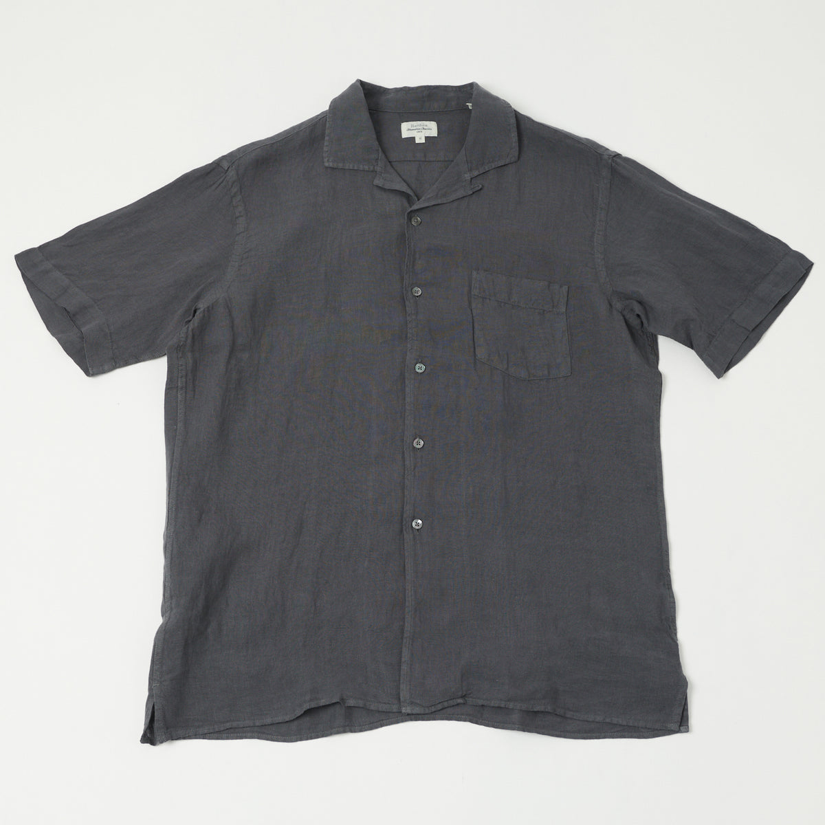 Hartford 'Palm' Camp Collar Linen Shirt - Charcoal