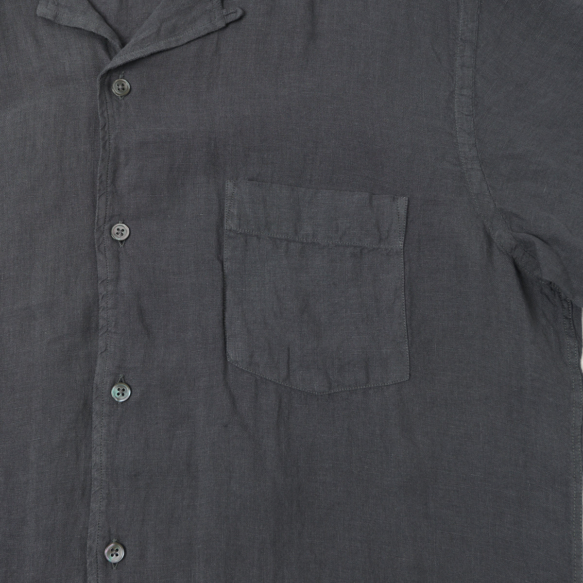 Hartford 'Palm' Camp Collar Linen Shirt - Charcoal