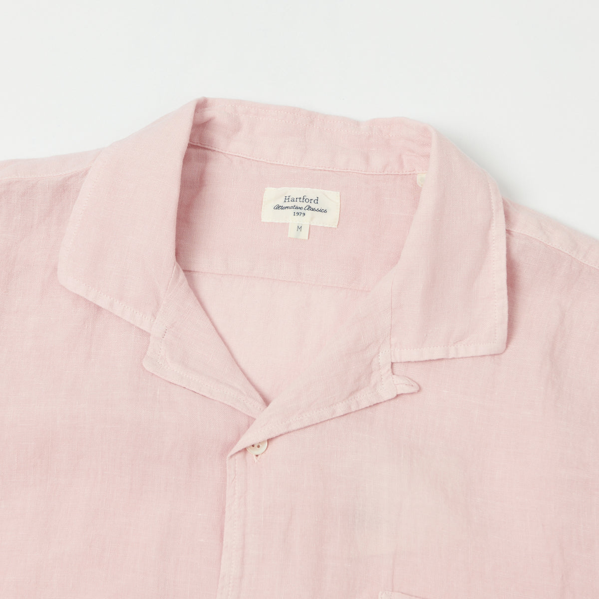 Hartford 'Palm' Camp Collar Linen Shirt - Faded Pink