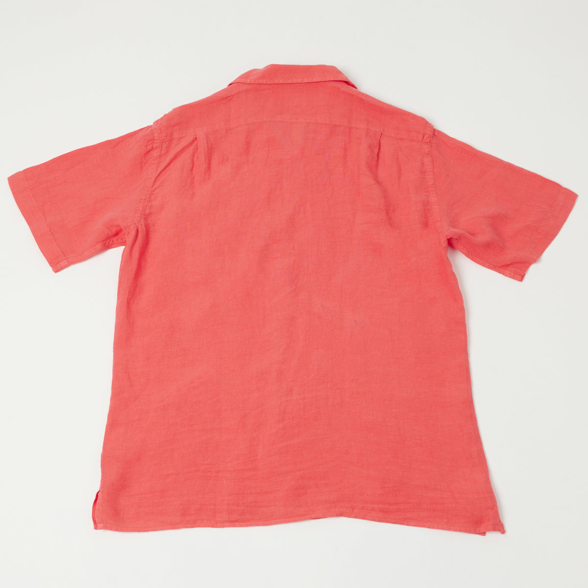 Hartford 'Palm' Camp Collar Linen Shirt - Faded Red