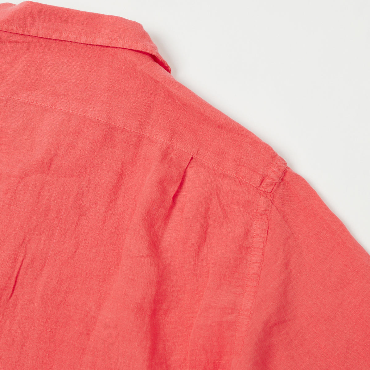 Hartford 'Palm' Camp Collar Linen Shirt - Faded Red
