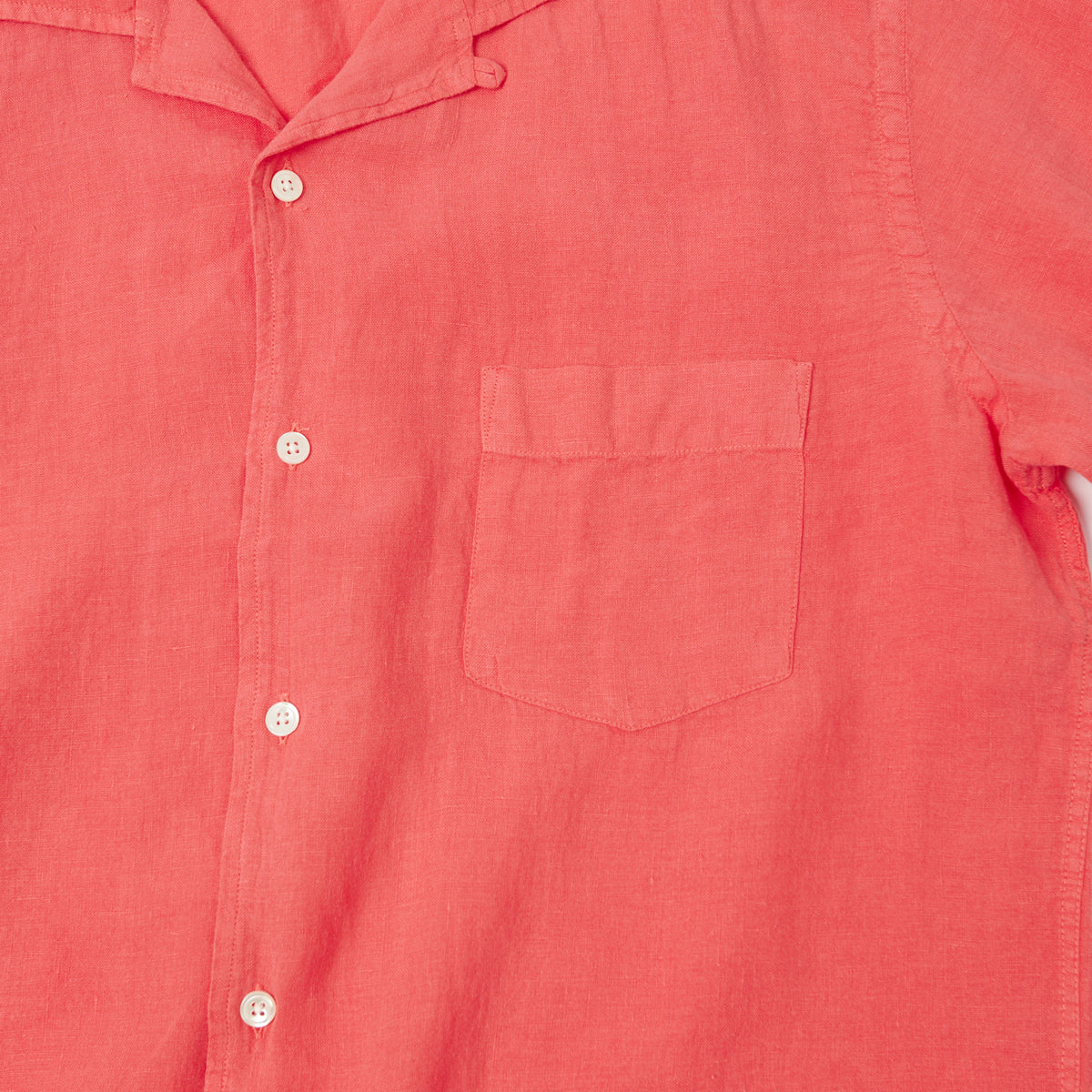 Hartford 'Palm' Camp Collar Linen Shirt - Faded Red