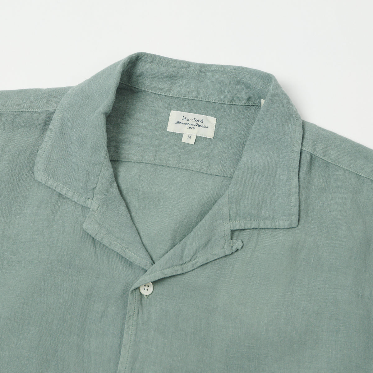 Hartford 'Palm' Camp Collar Linen Shirt - Cactus