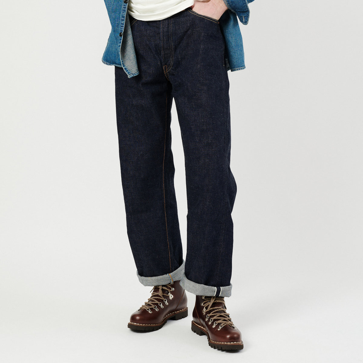 FULLCOUNT 0105 13.7oz Wide Straight Jean - One Wash
