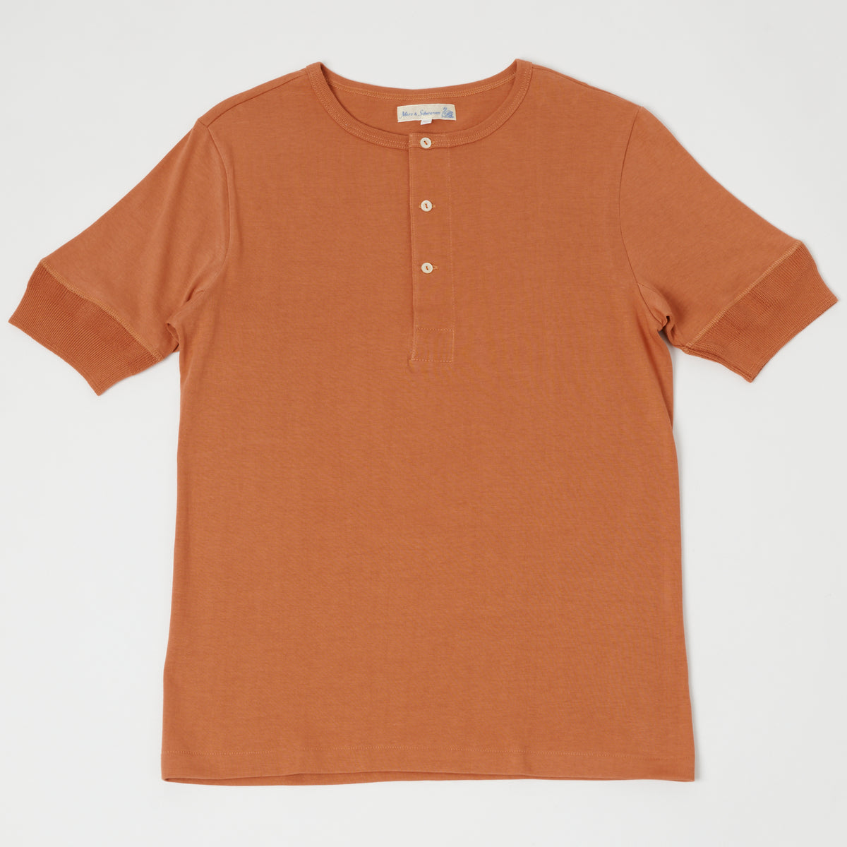 Merz b. Schwanen 'The Originals' 207 Short Sleeve Henley - Sunset