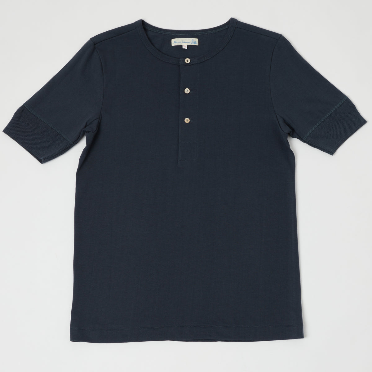 Merz b. Schwanen 'The Originals' 207 Short Sleeve Henley - Navy