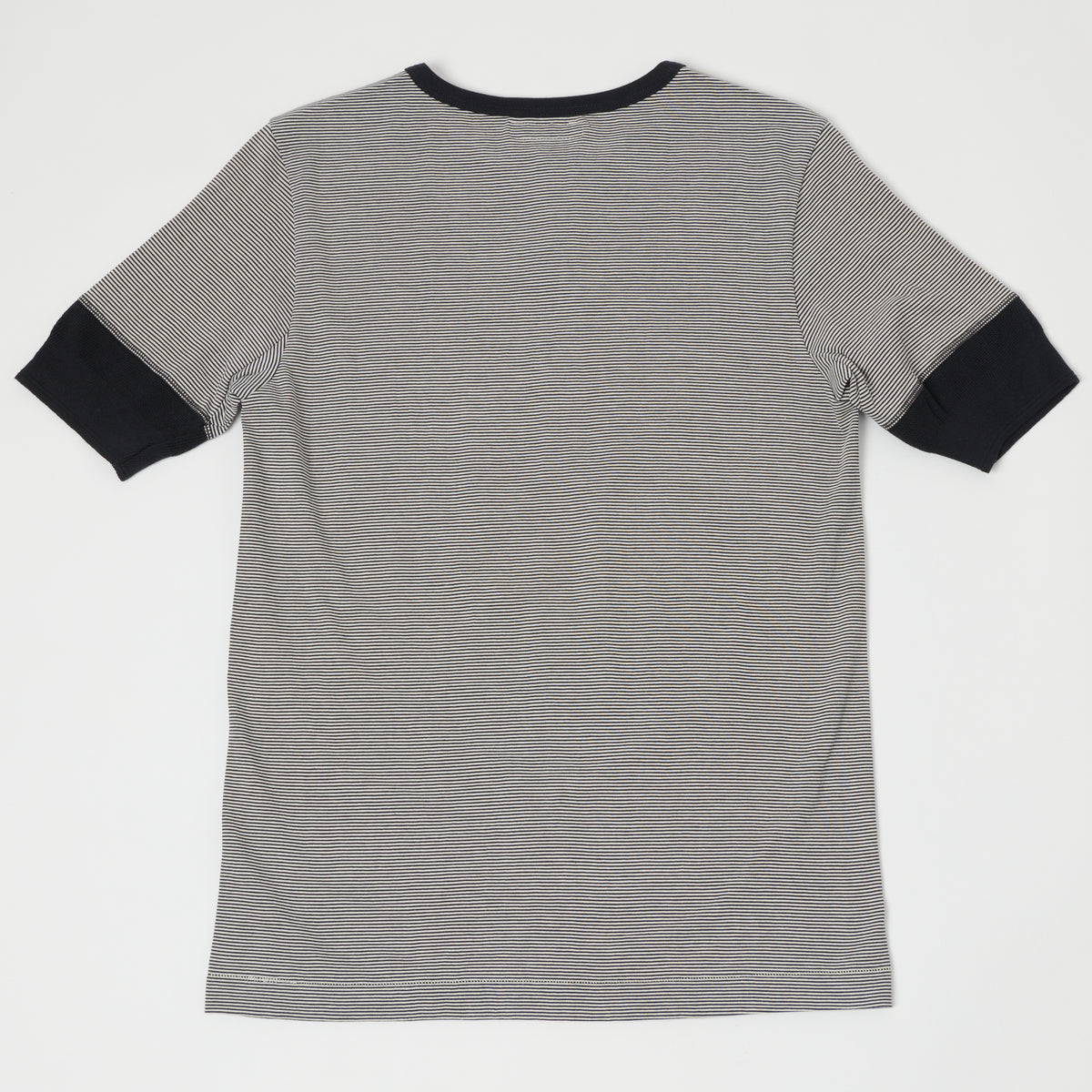 Merz b. Schwanen 'The Originals' 227 Short Sleeve Striped Henley - Charcoal/Nature