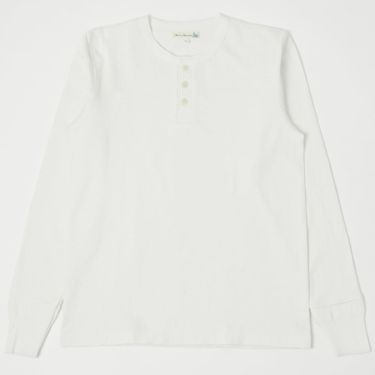Merz b. Schwanen 'The Originals' 2S04 Heavyweight Long Sleeve Henley - White