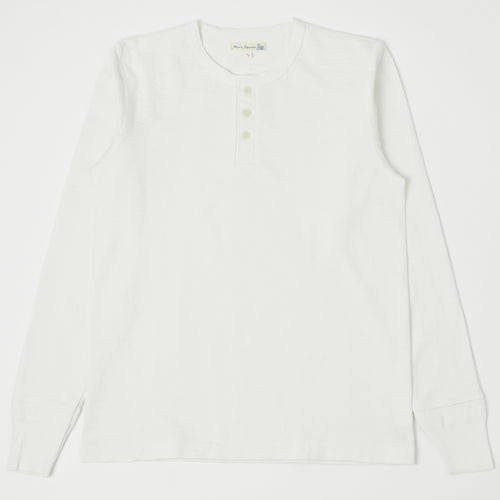 Merz b. Schwanen 'The Originals' 2S04 Heavyweight Long Sleeve Henley - White