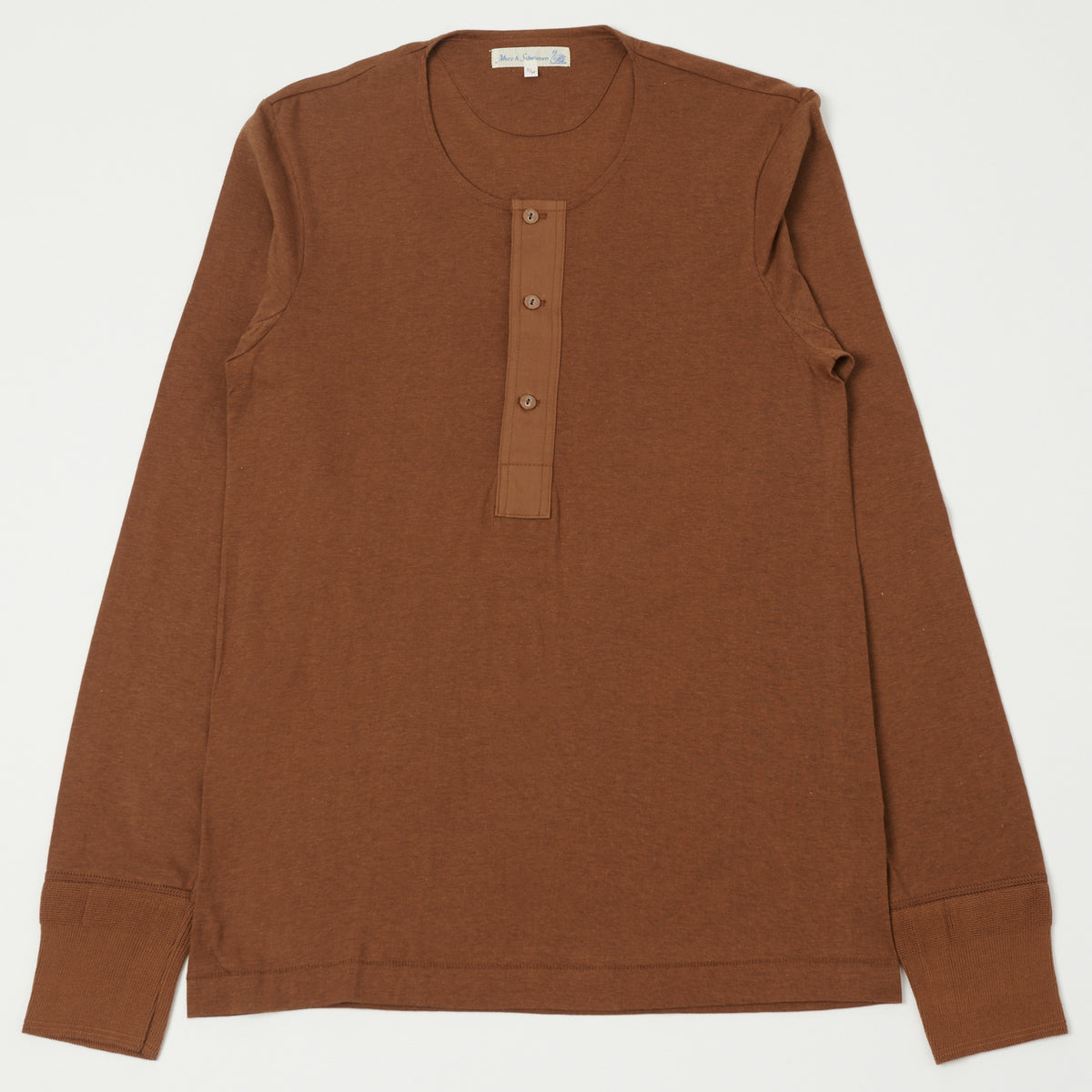 Merz b. Schwanen 'The Originals' 102 Loopwheel Henley Shirt - Tan