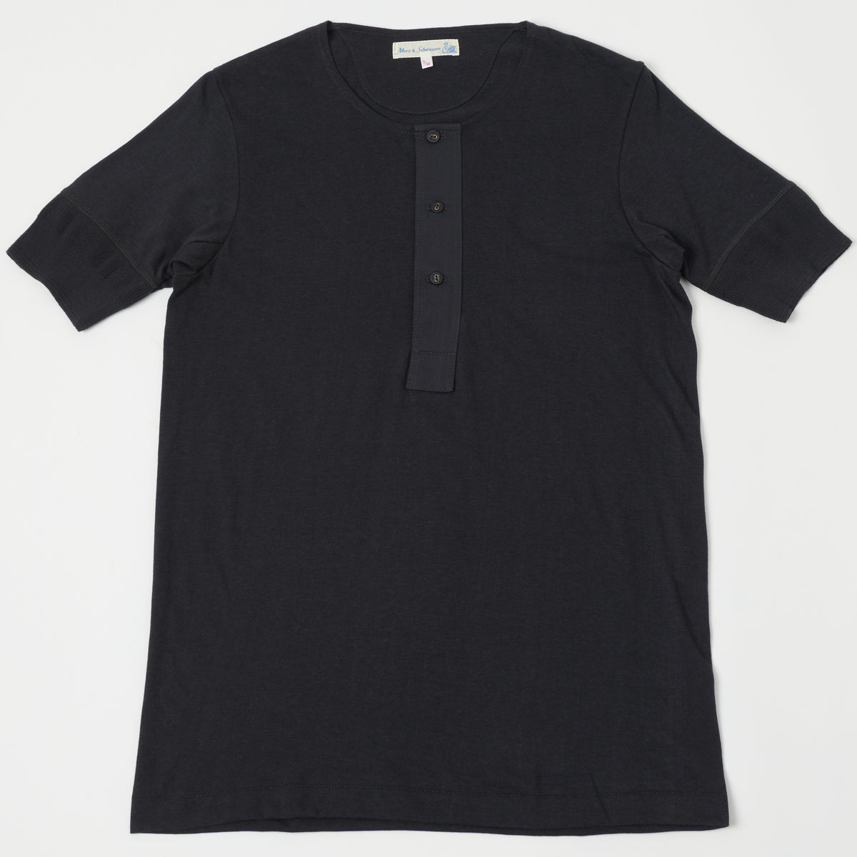 Merz b. Schwanen 'The Originals' 103 Lightweight Short Sleeve Henley - Charcoal