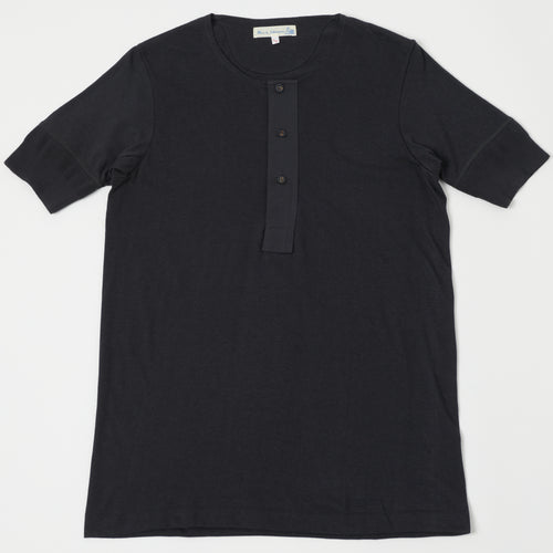 Merz b. Schwanen 'The Originals' 103 Lightweight Short Sleeve Henley - Charcoal