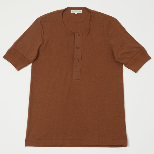 Merz b. Schwanen 'The Originals' 103 Lightweight Short Sleeve Henley - Tan