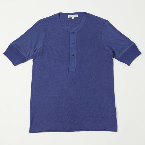 Merz b. Schwanen 'The Originals' 103 Lightweight Short Sleeve Henley - Pacific