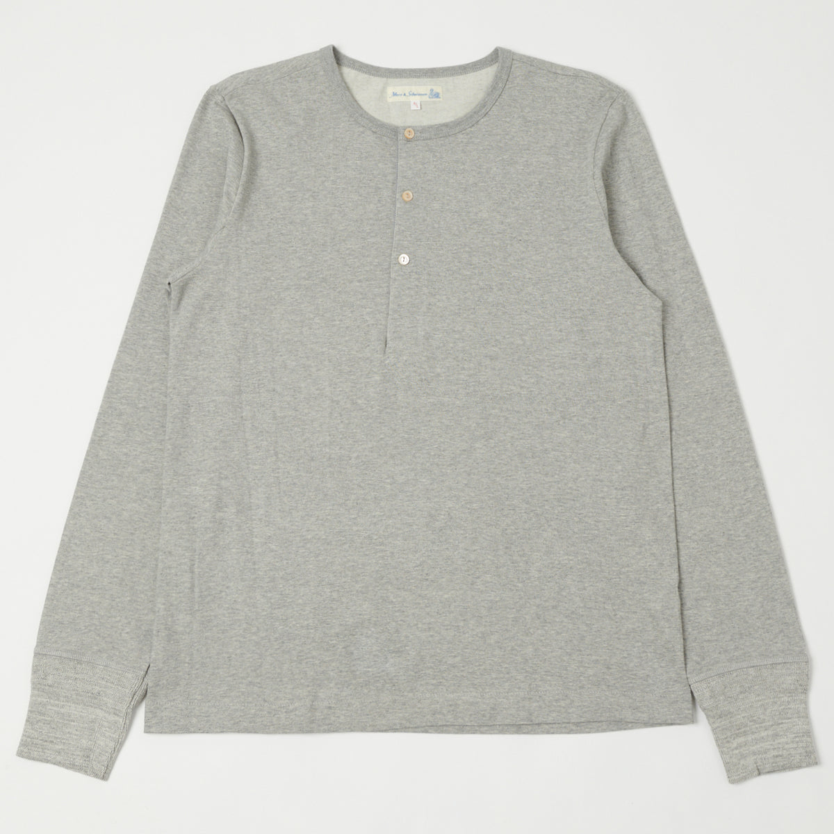 Merz b. Schwanen 'The Originals' 206 Long Sleeve Henley - Grey Melange