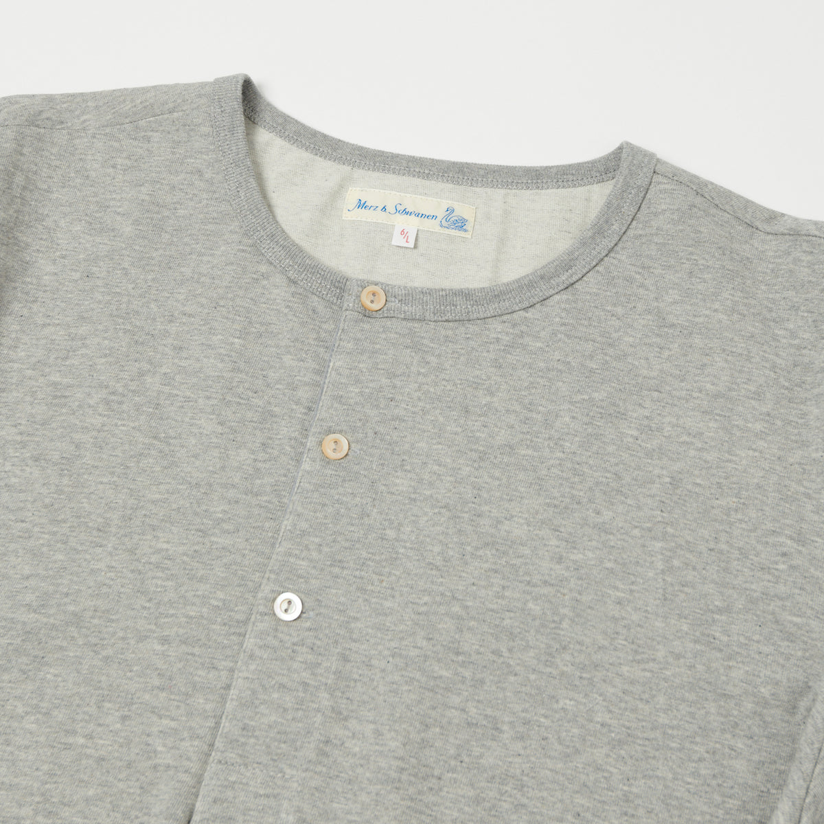 Merz b. Schwanen 'The Originals' 206 Long Sleeve Henley - Grey Melange
