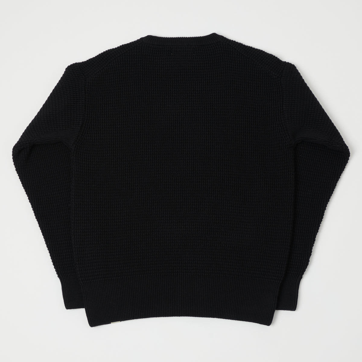 Merz b. Schwanen CCWC01 Knit Crew Waffle Pullover - Deep Black