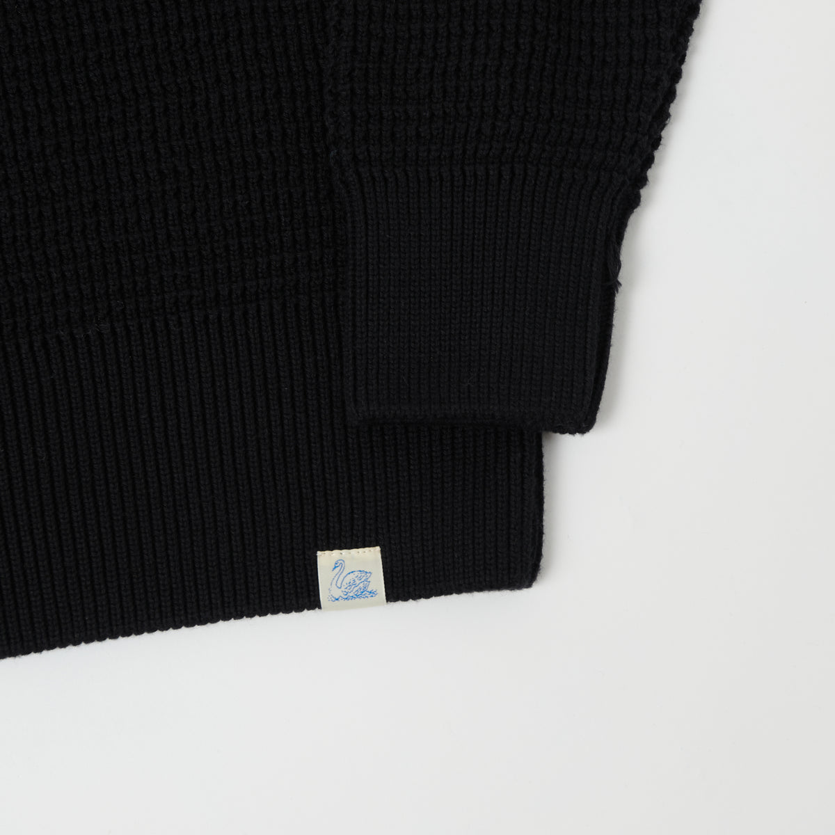 Merz b. Schwanen CCWC01 Knit Crew Waffle Pullover - Deep Black
