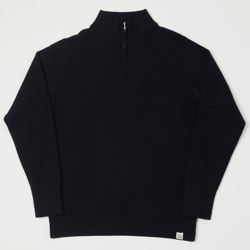Merz b. Schwanen Merino Wool Quarter Zip Pullover - Dark Navy