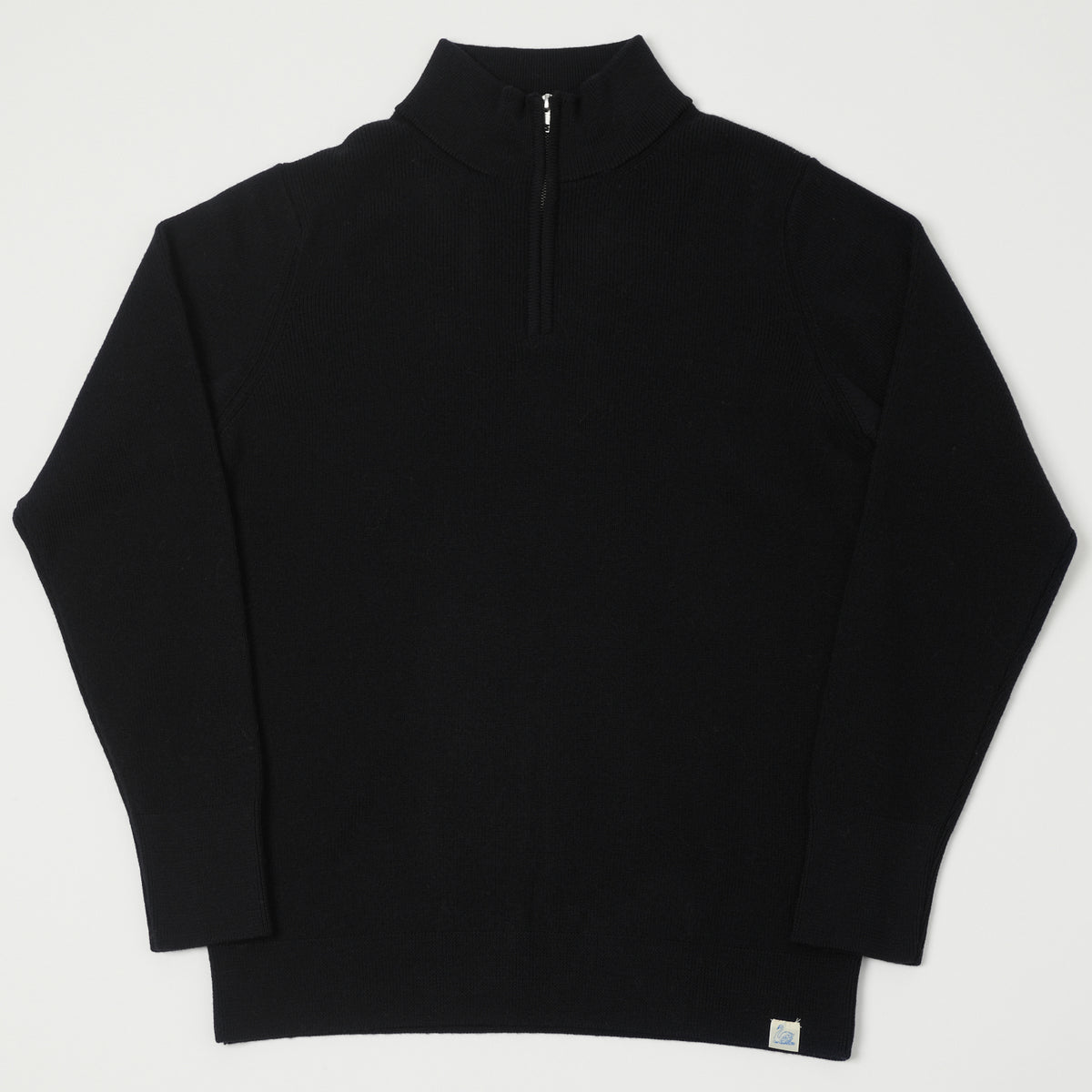 Merz b. Schwanen Merino Wool Quarter Zip Pullover - Deep Black