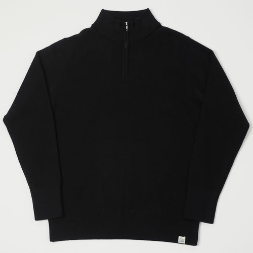 Merz b. Schwanen Merino Wool Quarter Zip Pullover - Deep Black