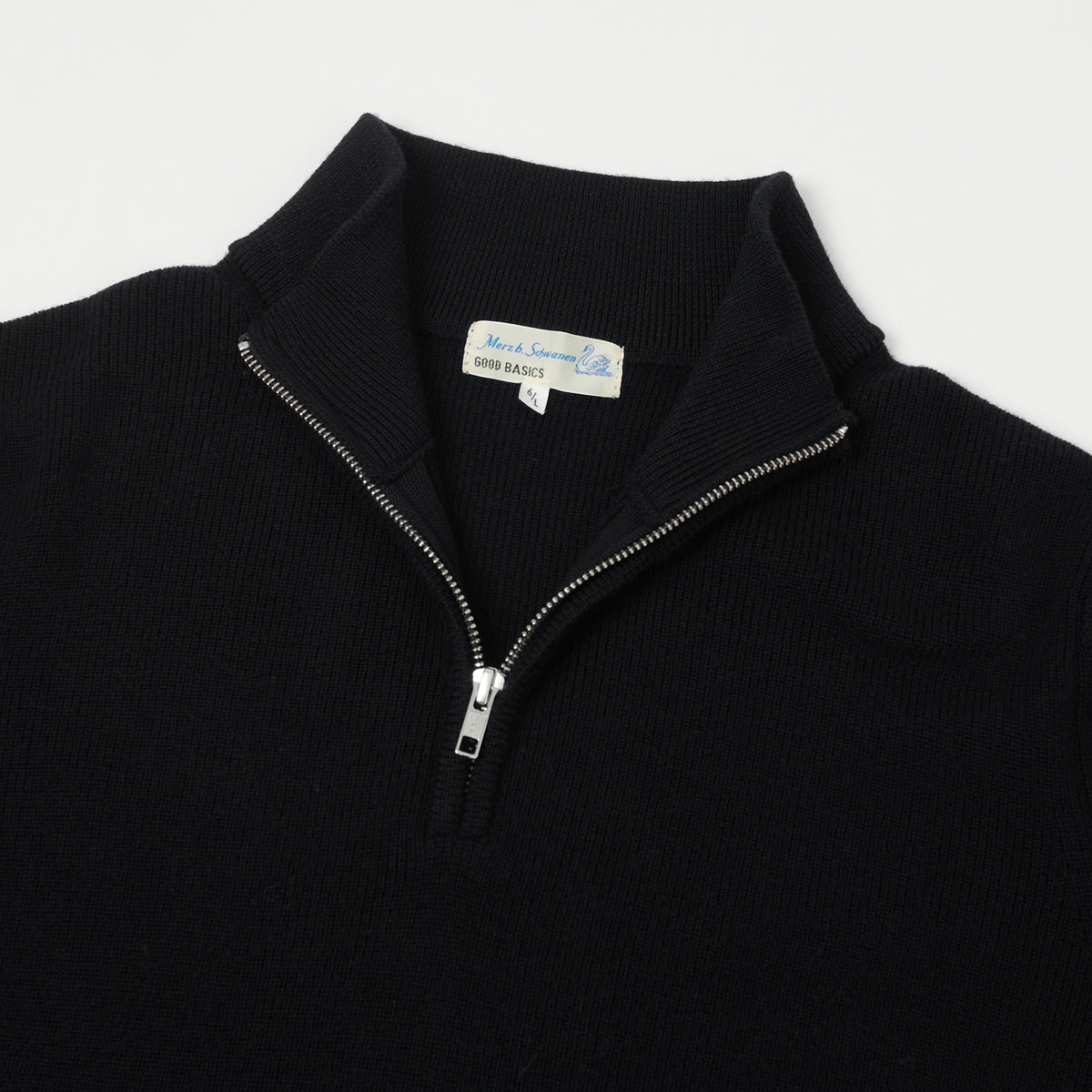 Merz b. Schwanen Merino Wool Quarter Zip Pullover - Deep Black