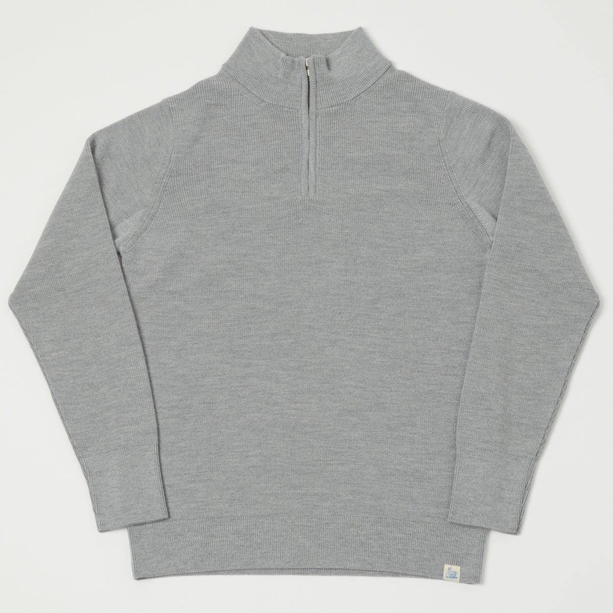 Merz b. Schwanen Merino Wool Quarter Zip Pullover - Grey Marl