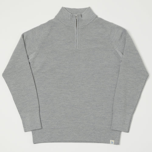 Merz b. Schwanen Merino Wool Quarter Zip Pullover - Grey Marl