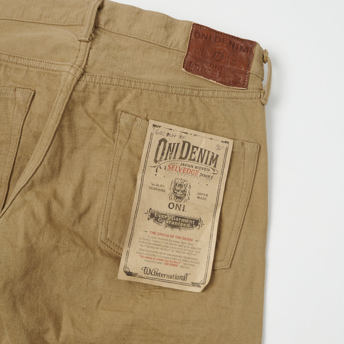 ONI Denim 602LW-BE 'Super Low Tension Beige' 12oz Regular Tapered Jean - One Wash