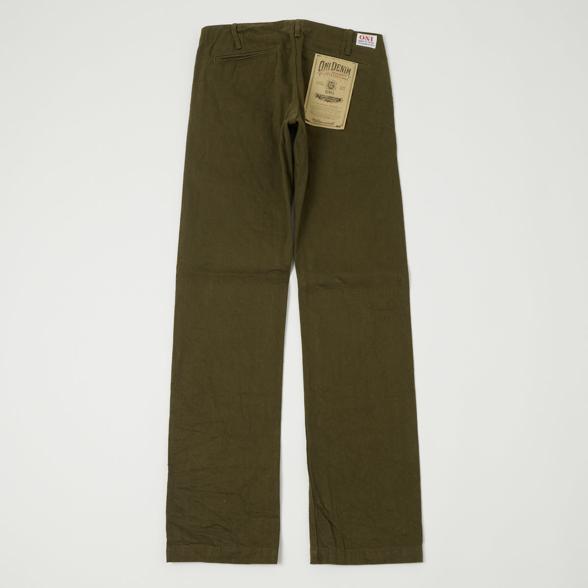 ONI Denim 727DK 12oz Dark Olive Sulfur Slim Straight Chino - Rinsed